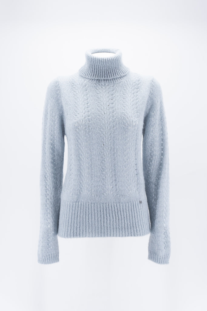 Maglia Collo Alto in Mohair / Azzurro - Ideal Moda