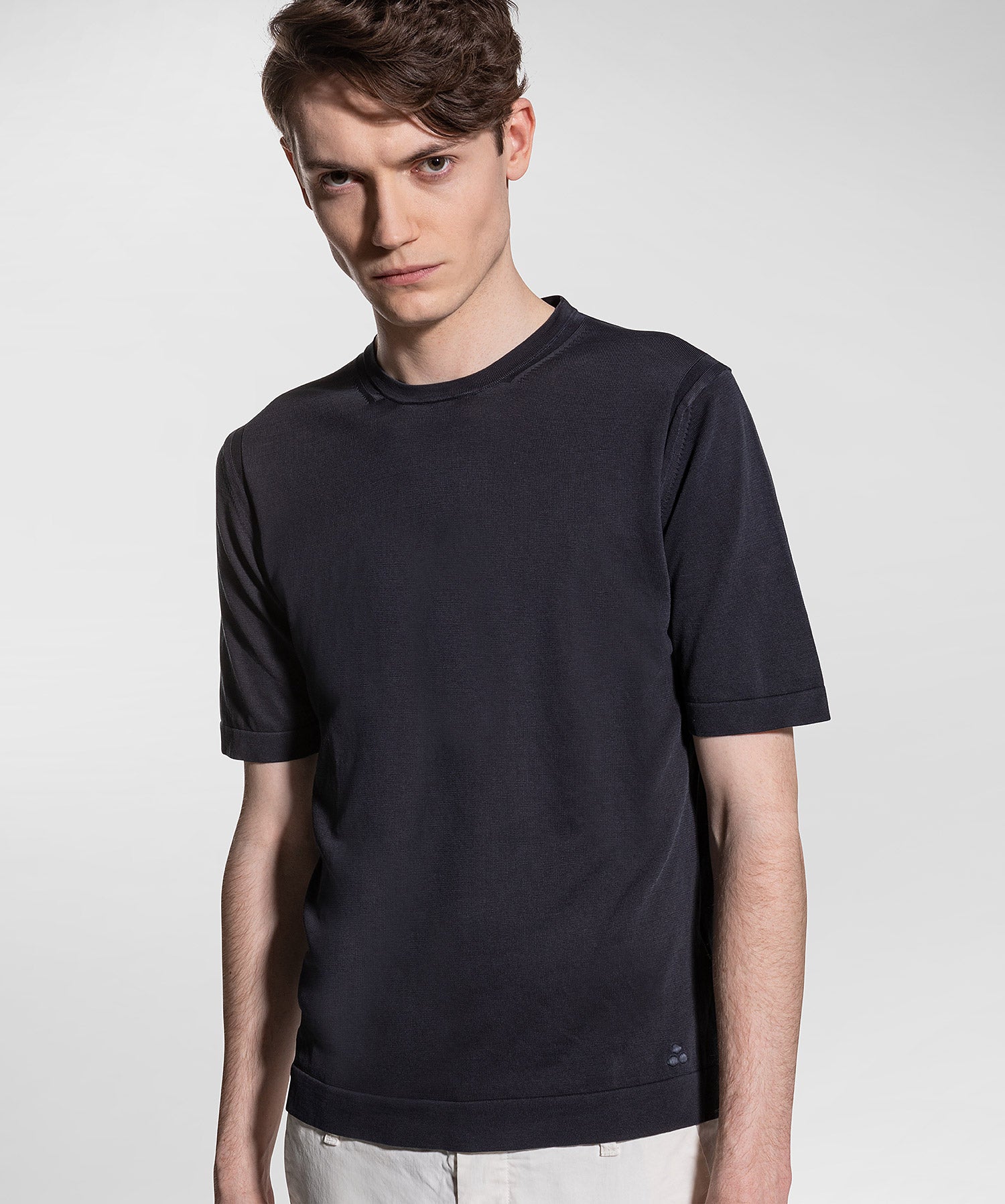 T-Shirt in tricot di puro cotone / Blu - Ideal Moda