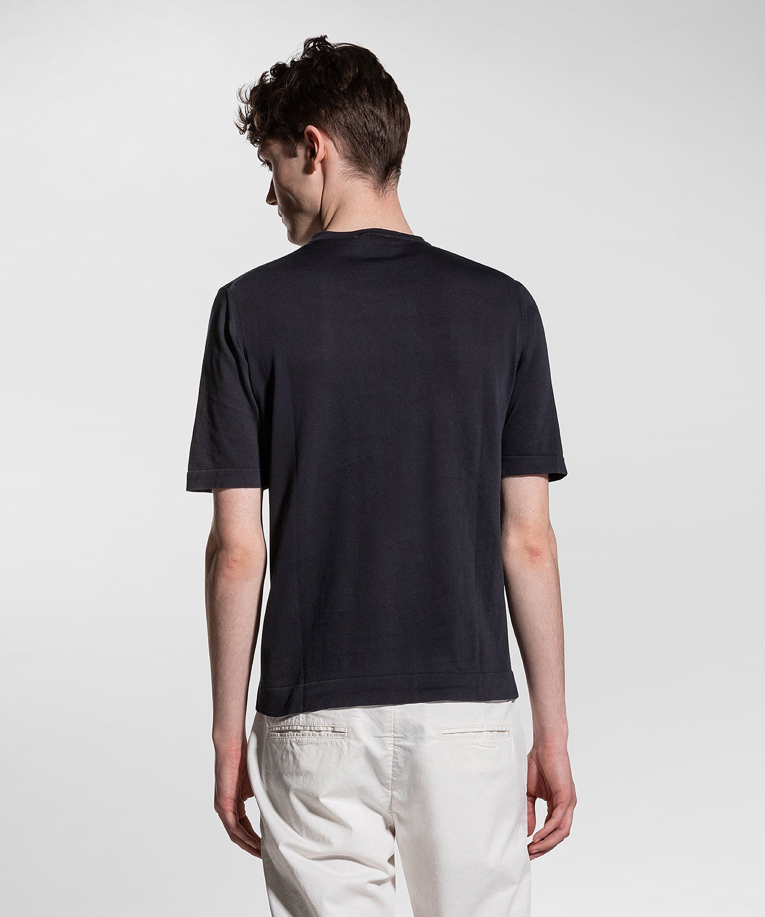 T-Shirt in tricot di puro cotone / Blu - Ideal Moda
