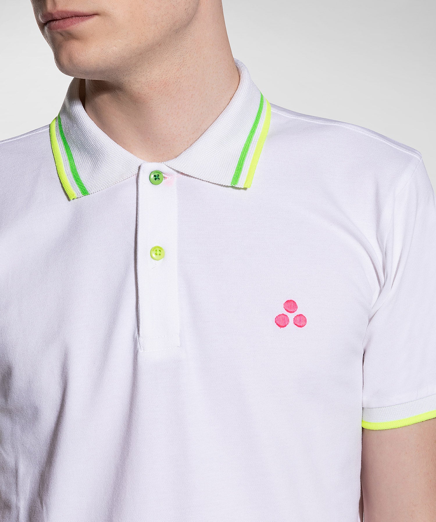 Polo in piquet con con dettagli fluo / Bianco - Ideal Moda