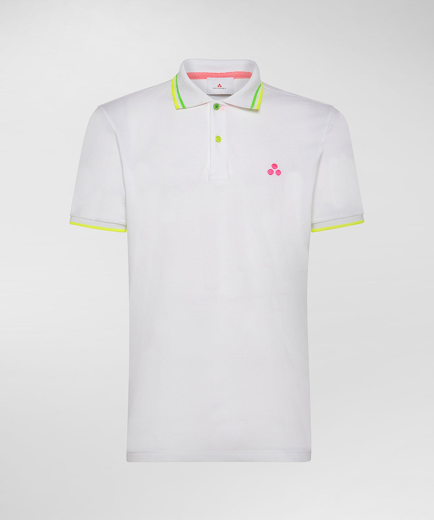 Polo in piquet con con dettagli fluo / Bianco - Ideal Moda