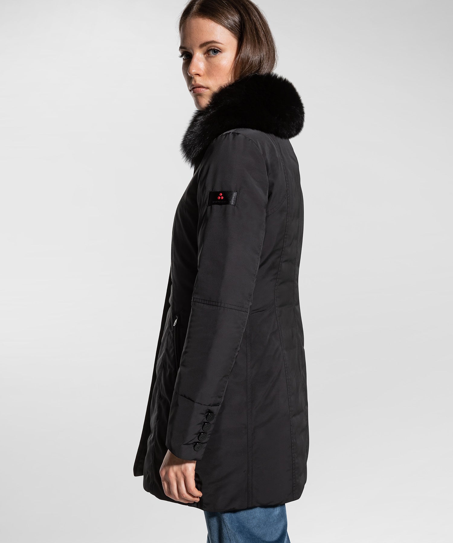 Giacca Slim con Pelliccia / Nero - Ideal Moda