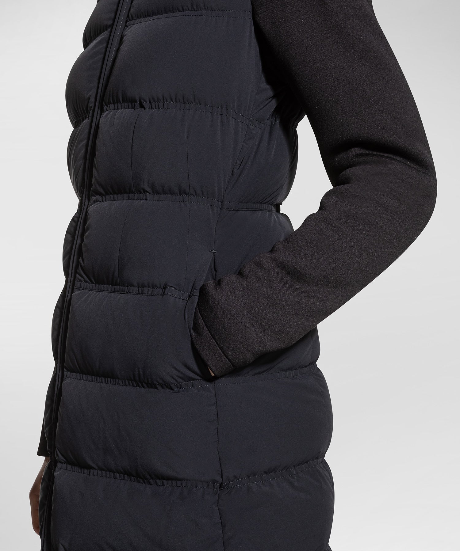 Piumino Lungo in Doppio Tessuto / Nero - Ideal Moda