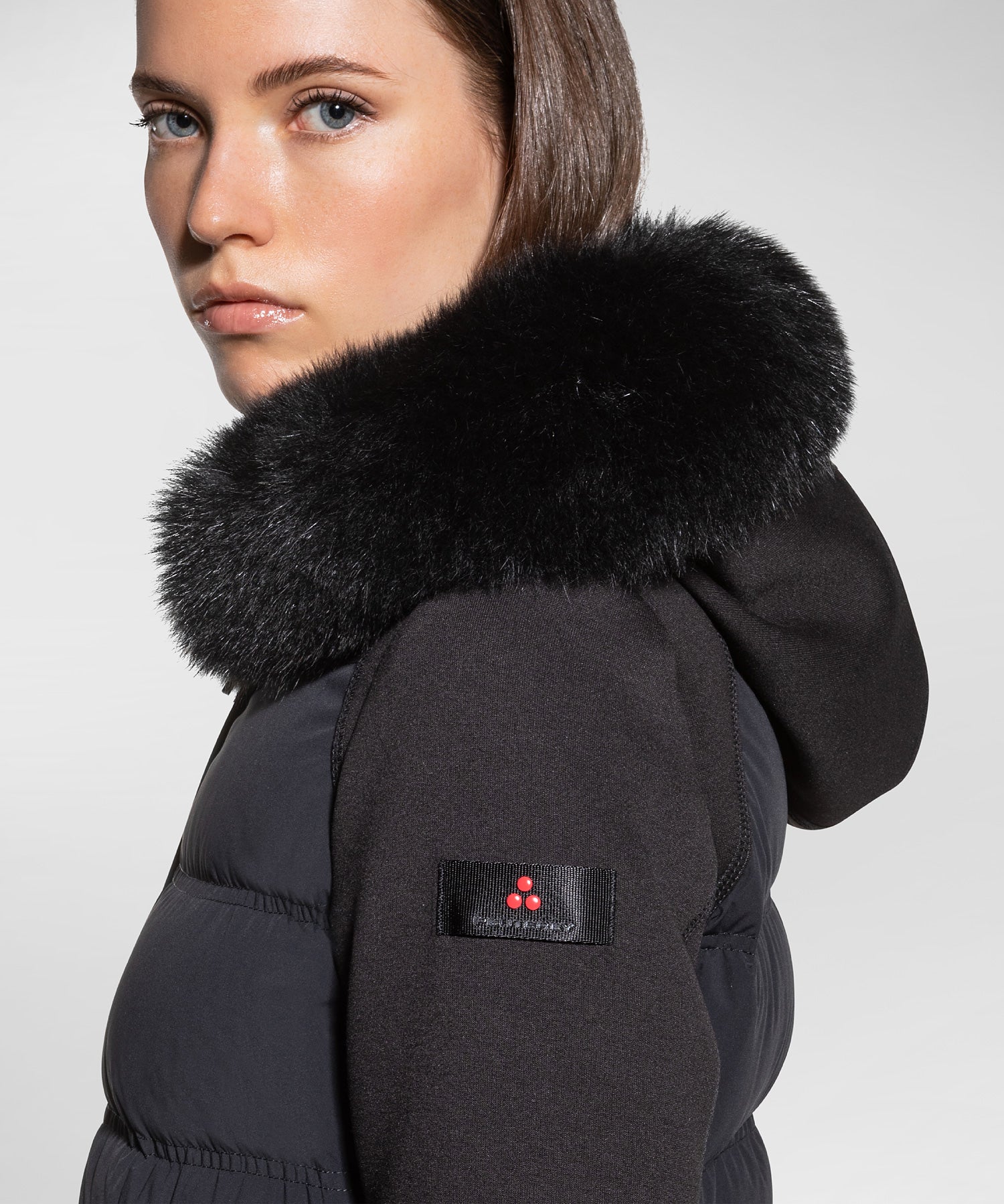 Piumino Lungo in Doppio Tessuto / Nero - Ideal Moda