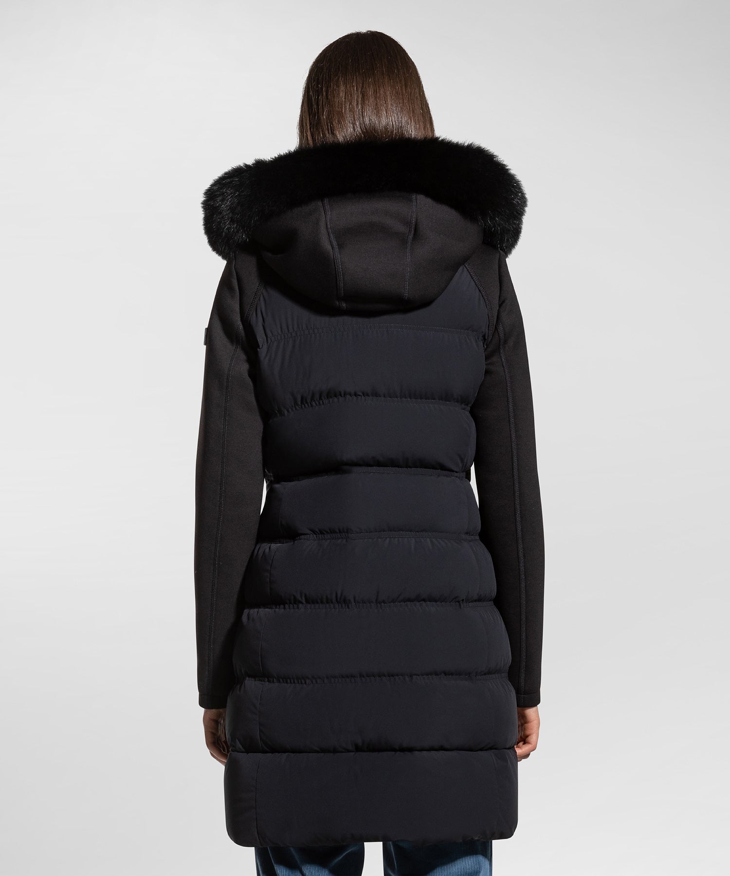 Piumino Lungo in Doppio Tessuto / Nero - Ideal Moda