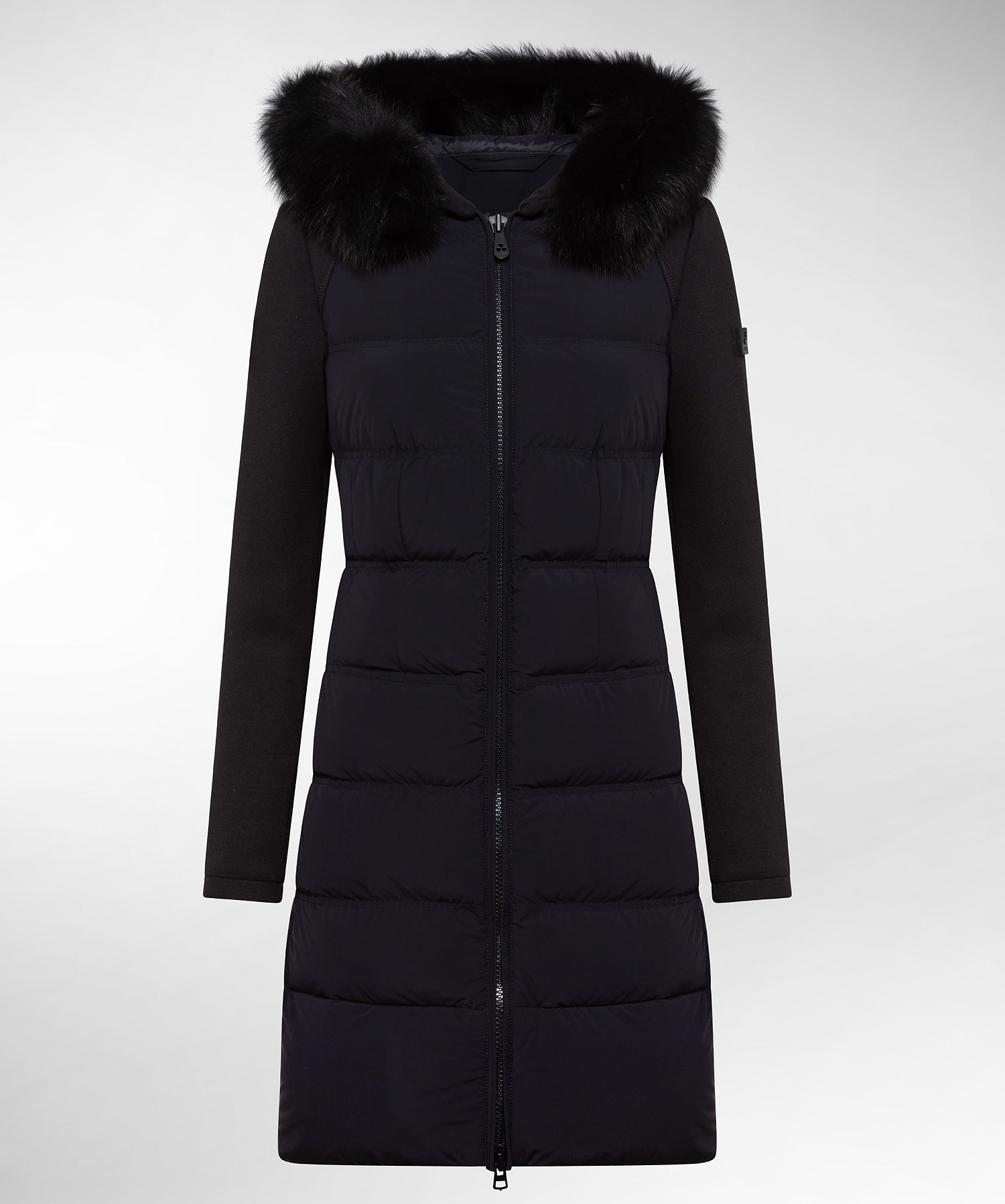 Piumino Lungo in Doppio Tessuto / Nero - Ideal Moda