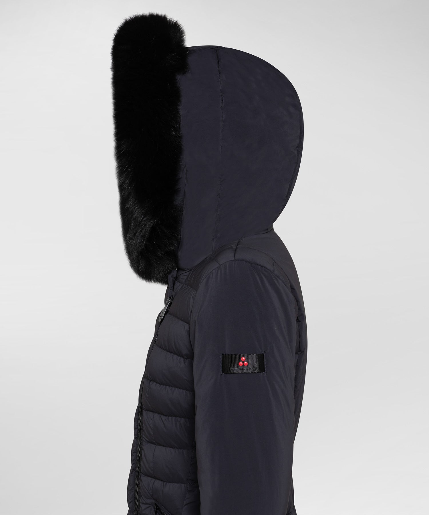 Piumino Slim con Pelliccia / Nero - Ideal Moda