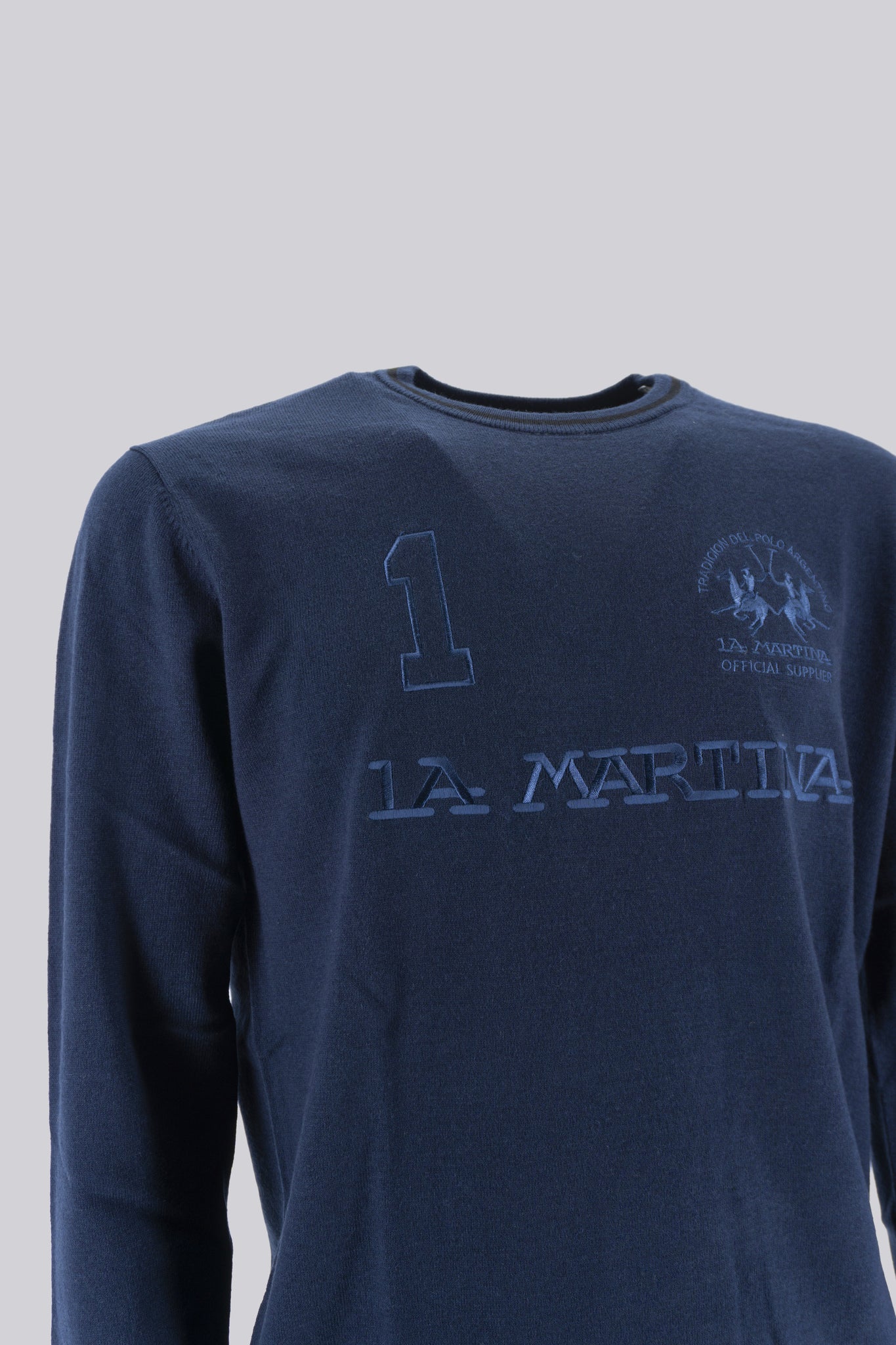 Maglia Girocollo con Logo / Blu - Ideal Moda