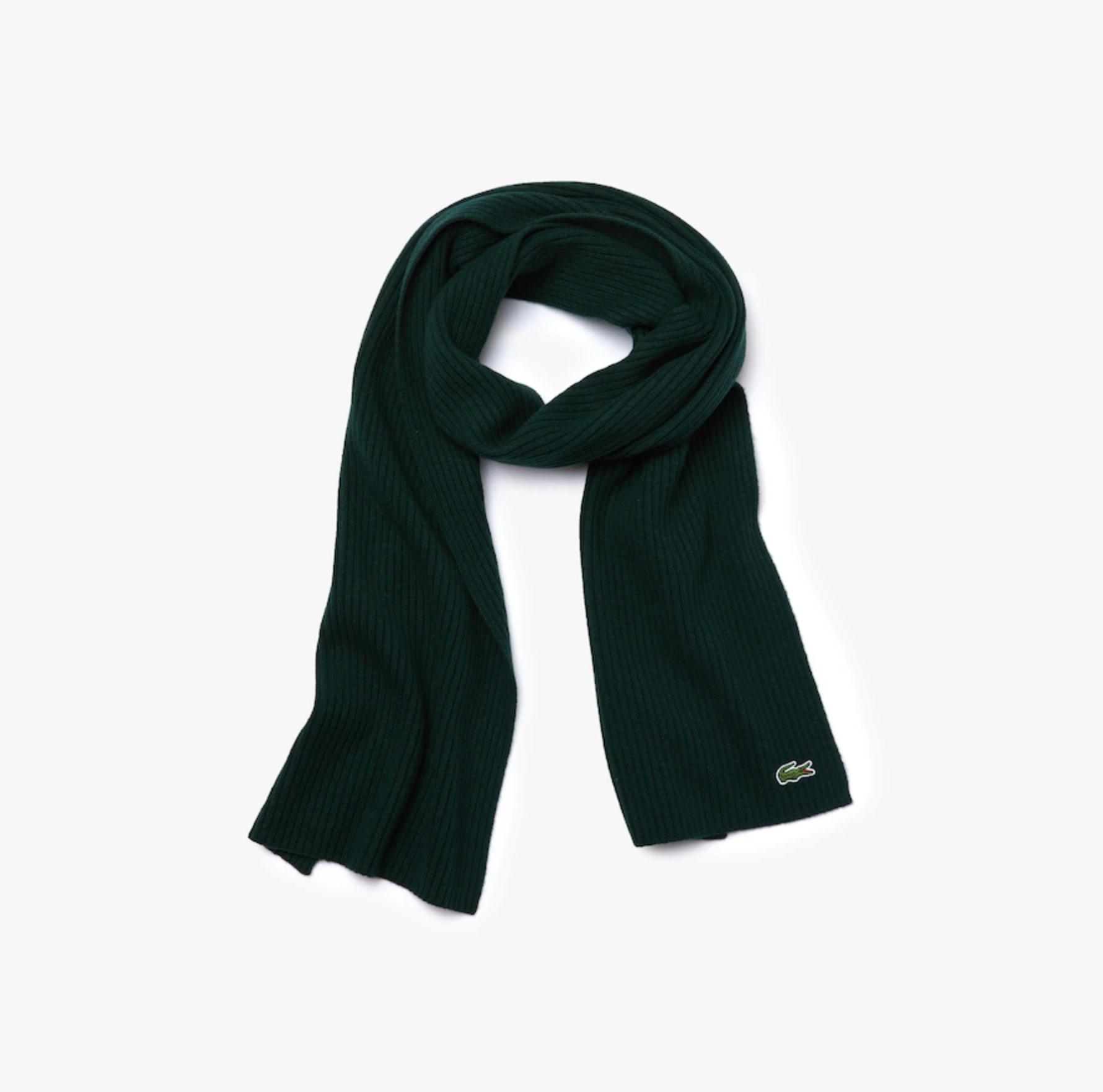 Sciarpa rettangolare da uomo in lana a costine / Verde - Ideal Moda