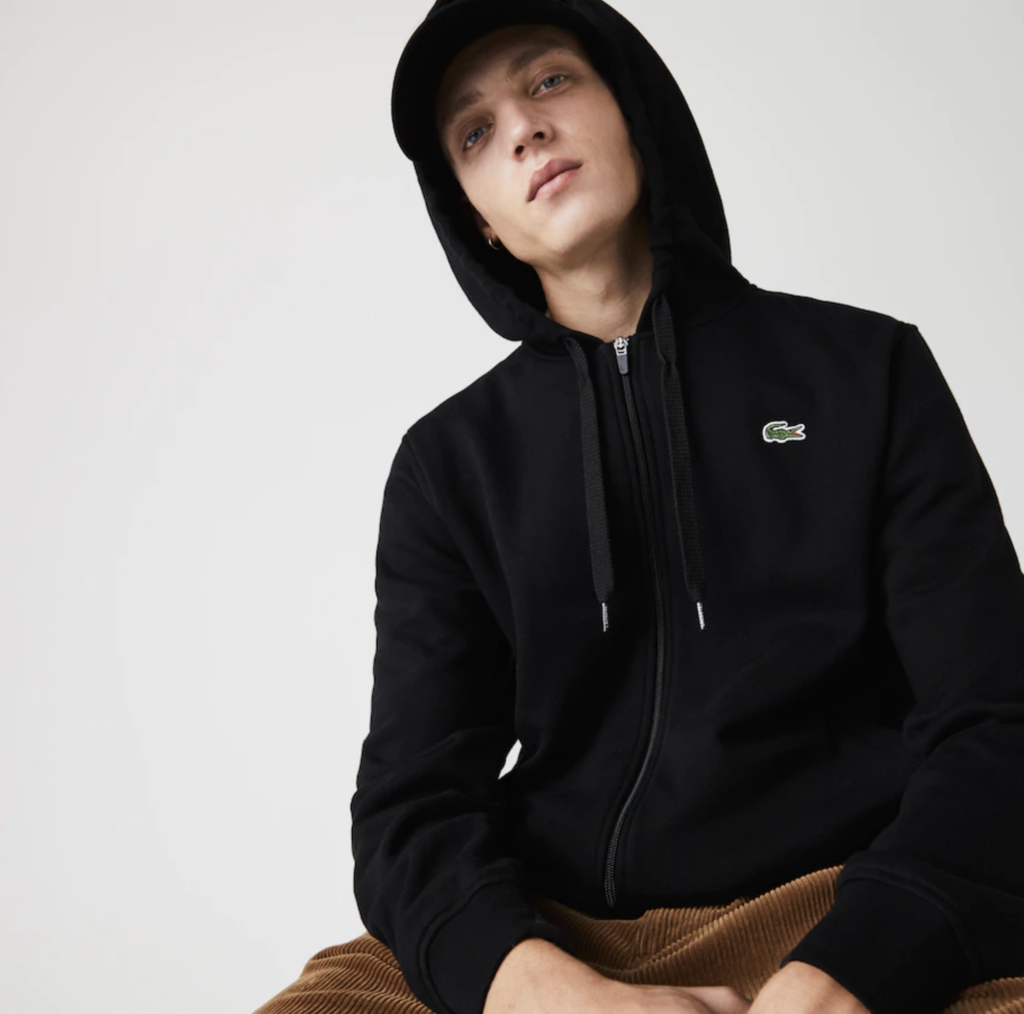 Felpa da uomo bi-materiale leggera con cappuccio / Nero - Ideal Moda