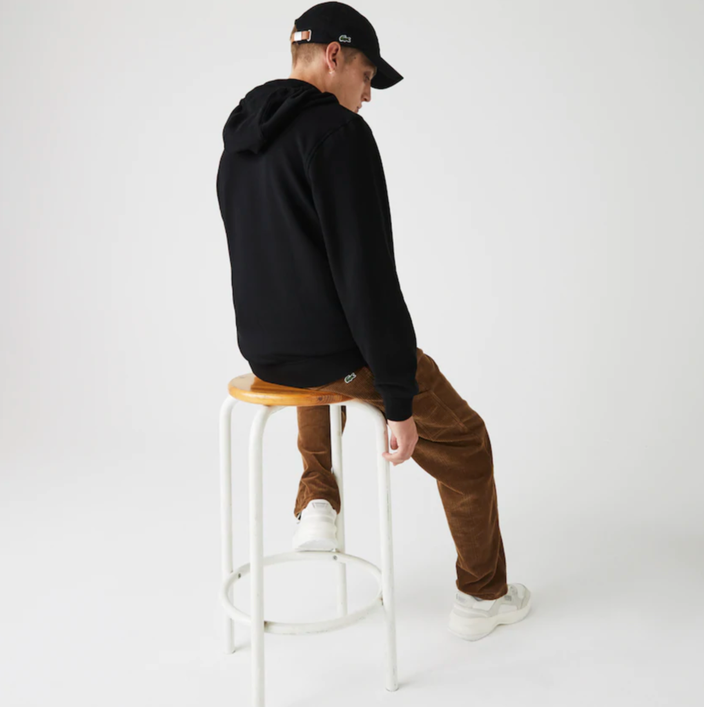 Felpa da uomo bi-materiale leggera con cappuccio / Nero - Ideal Moda
