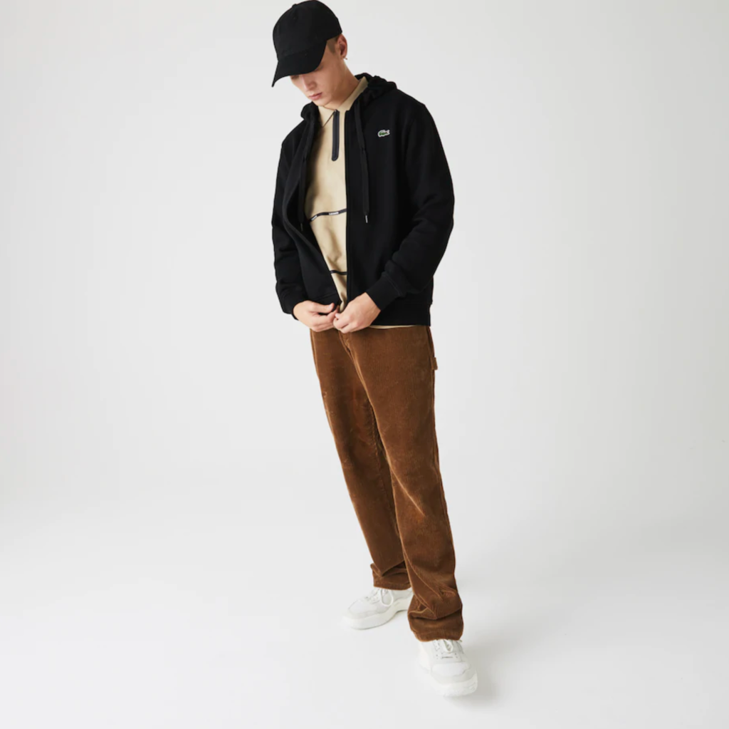 Felpa da uomo bi-materiale leggera con cappuccio / Nero - Ideal Moda