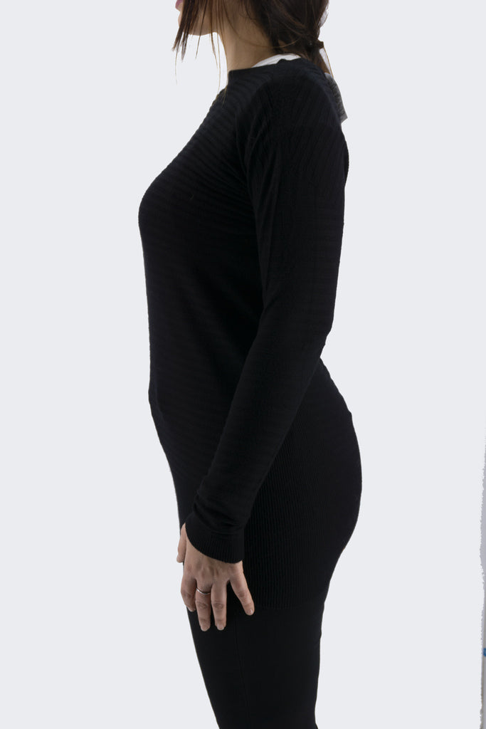 Maglia Lunga Lavorata / Nero - Ideal Moda