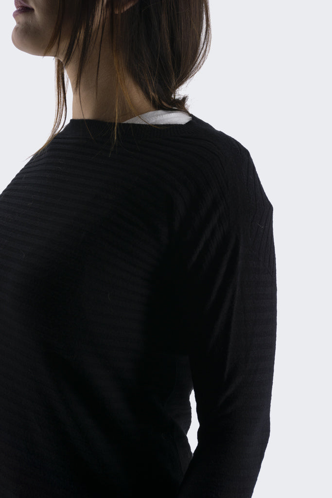 Maglia Lunga Lavorata / Nero - Ideal Moda