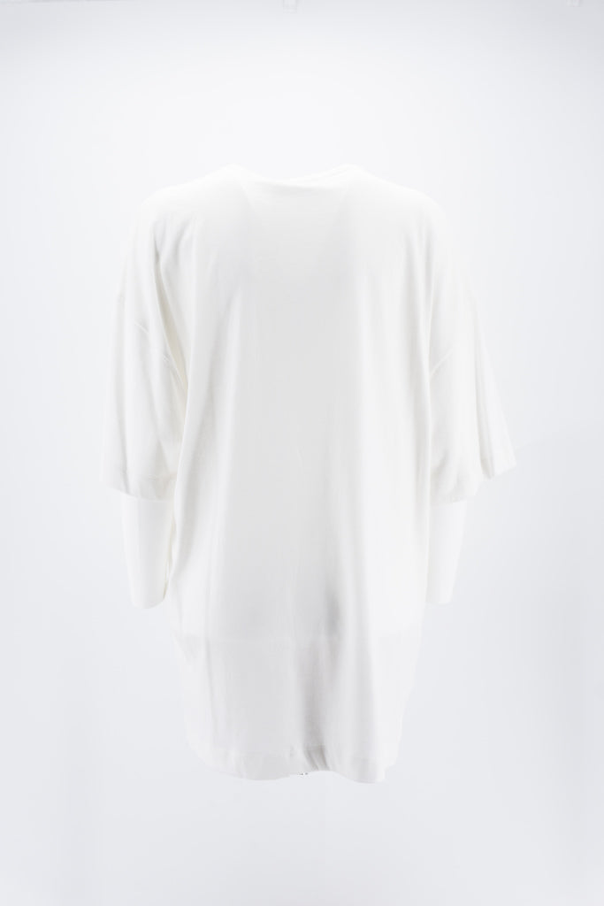 T-Shirt Lunga con Applicazione / Bianco - Ideal Moda