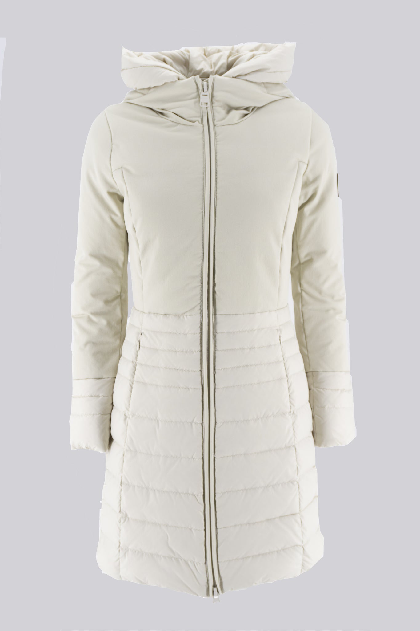 Piumino lungo in doppio tessuto / Beige - Ideal Moda