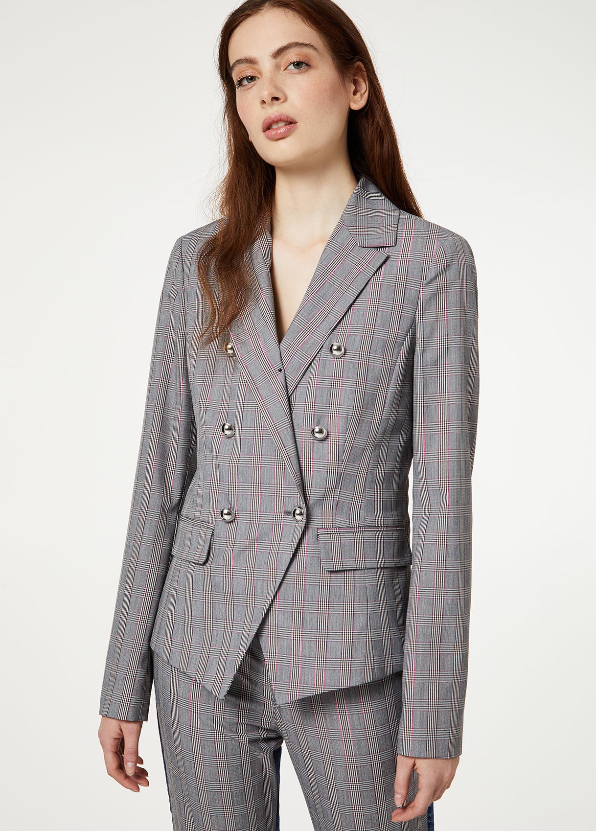 Blazer Check Doppiopetto / Grigio - Ideal Moda