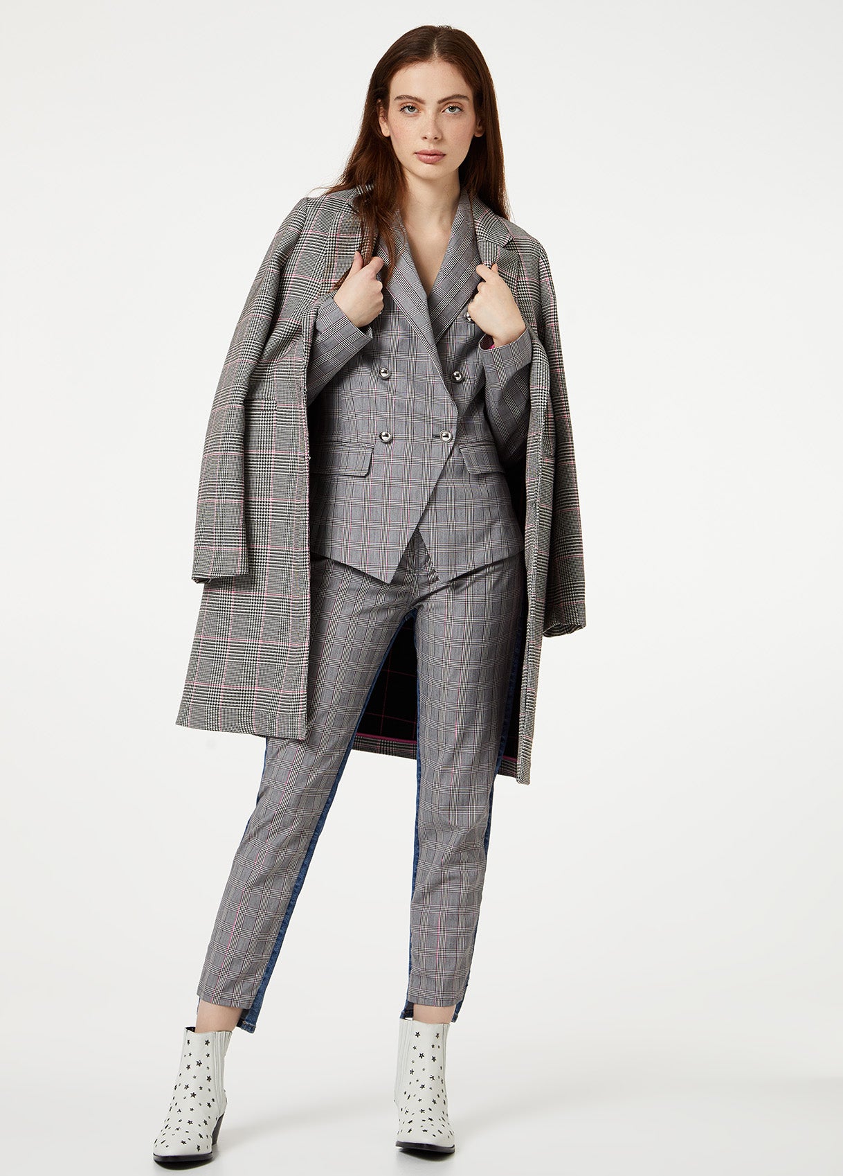 Blazer Check Doppiopetto / Grigio - Ideal Moda