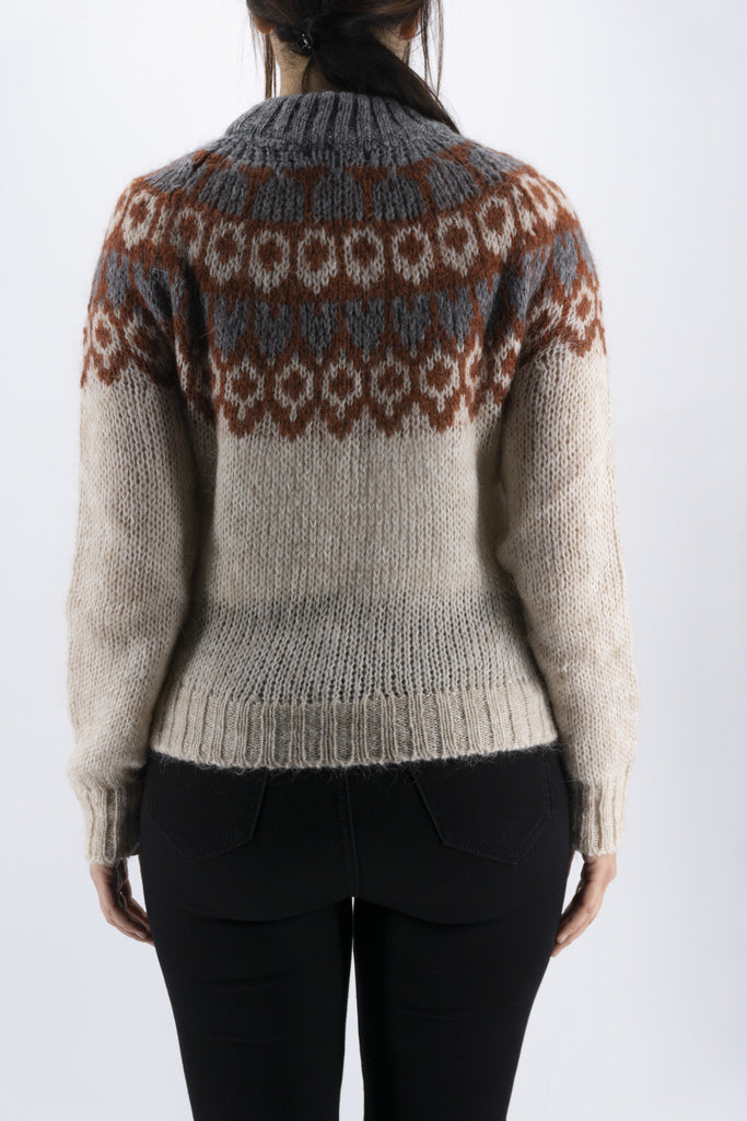 Maglia Girocollo a Fantasia  / Beige - Ideal Moda