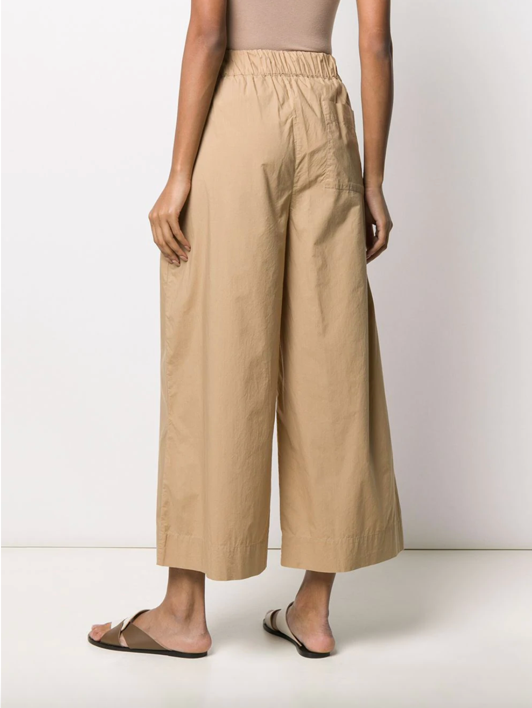 Pantaloni crop a gamba ampia / Beige - Ideal Moda