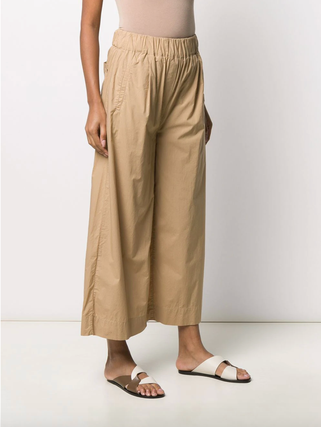 Pantaloni crop a gamba ampia / Beige - Ideal Moda