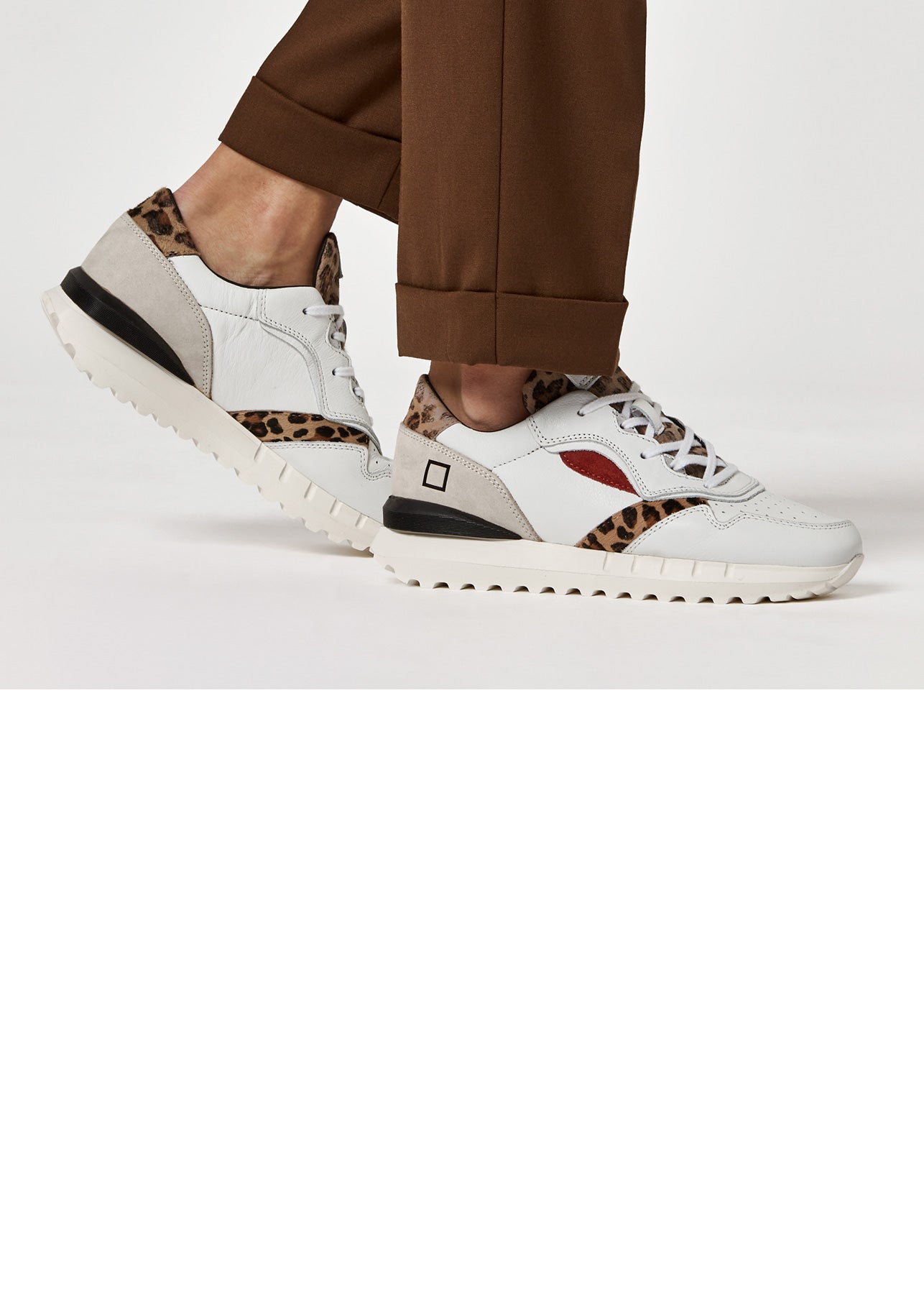 Sneaker DATE Luna Animalier / Bianco - Ideal Moda