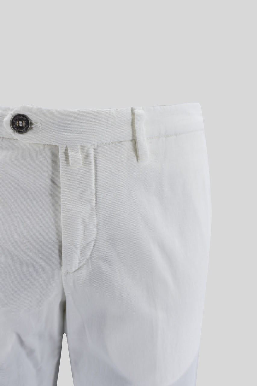 Pantalone Slim Fit in Lino e Cotone / Bianco - Ideal Moda