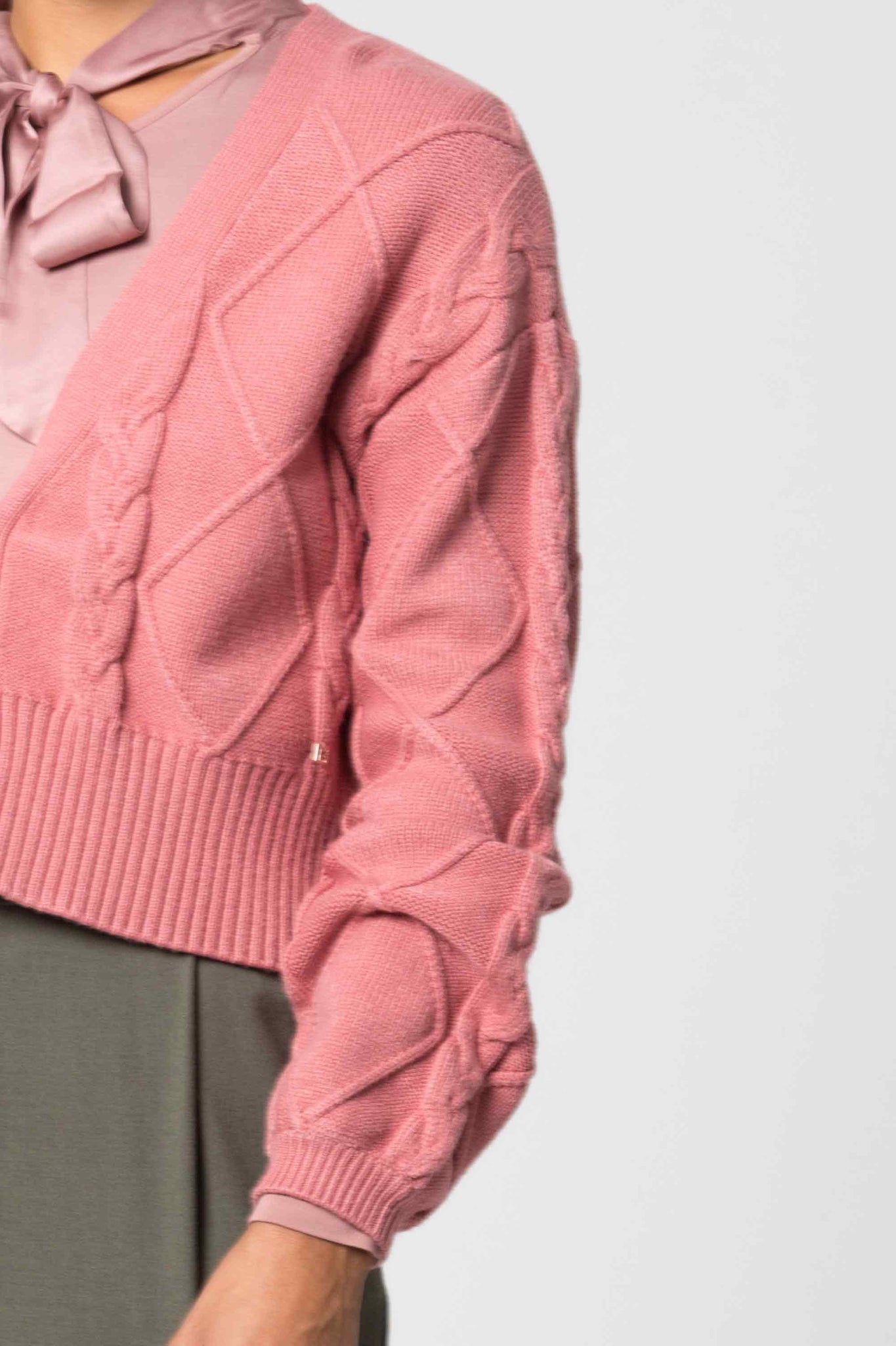 Cardigan con Tramatura Kocca / Rosa - Ideal Moda