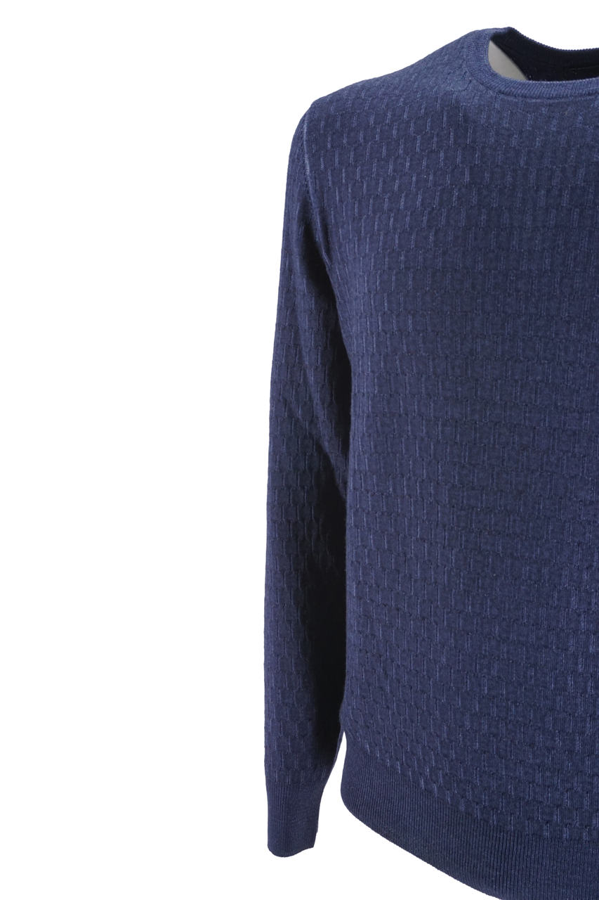 Maglia Tagliatore con Tramatura / Blu - Ideal Moda
