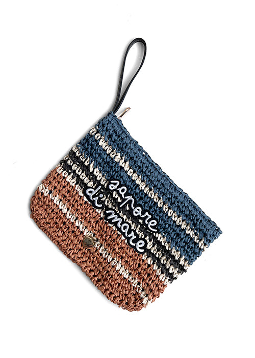 Pochette Formentera con Scritta Le Pandorine / Marrone - Ideal Moda