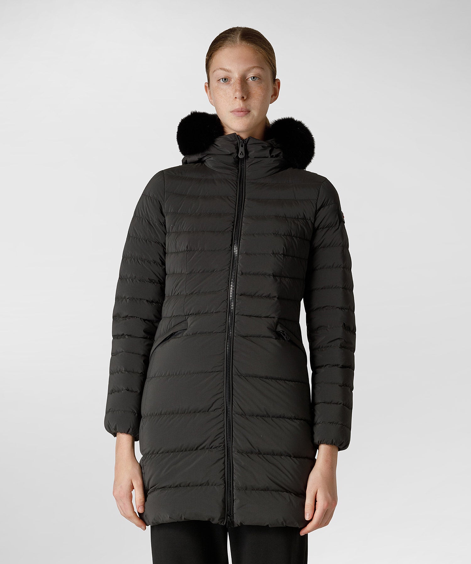 Piumino Peuterey Slim con Pelliccia / Nero - Ideal Moda