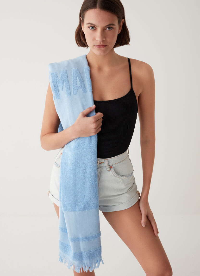 Telo Mare in Spugna con Logo Colmar / Celeste - Ideal Moda
