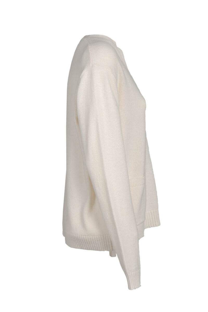 Maglia in Lana con Scollo a V / Bianco - Ideal Moda