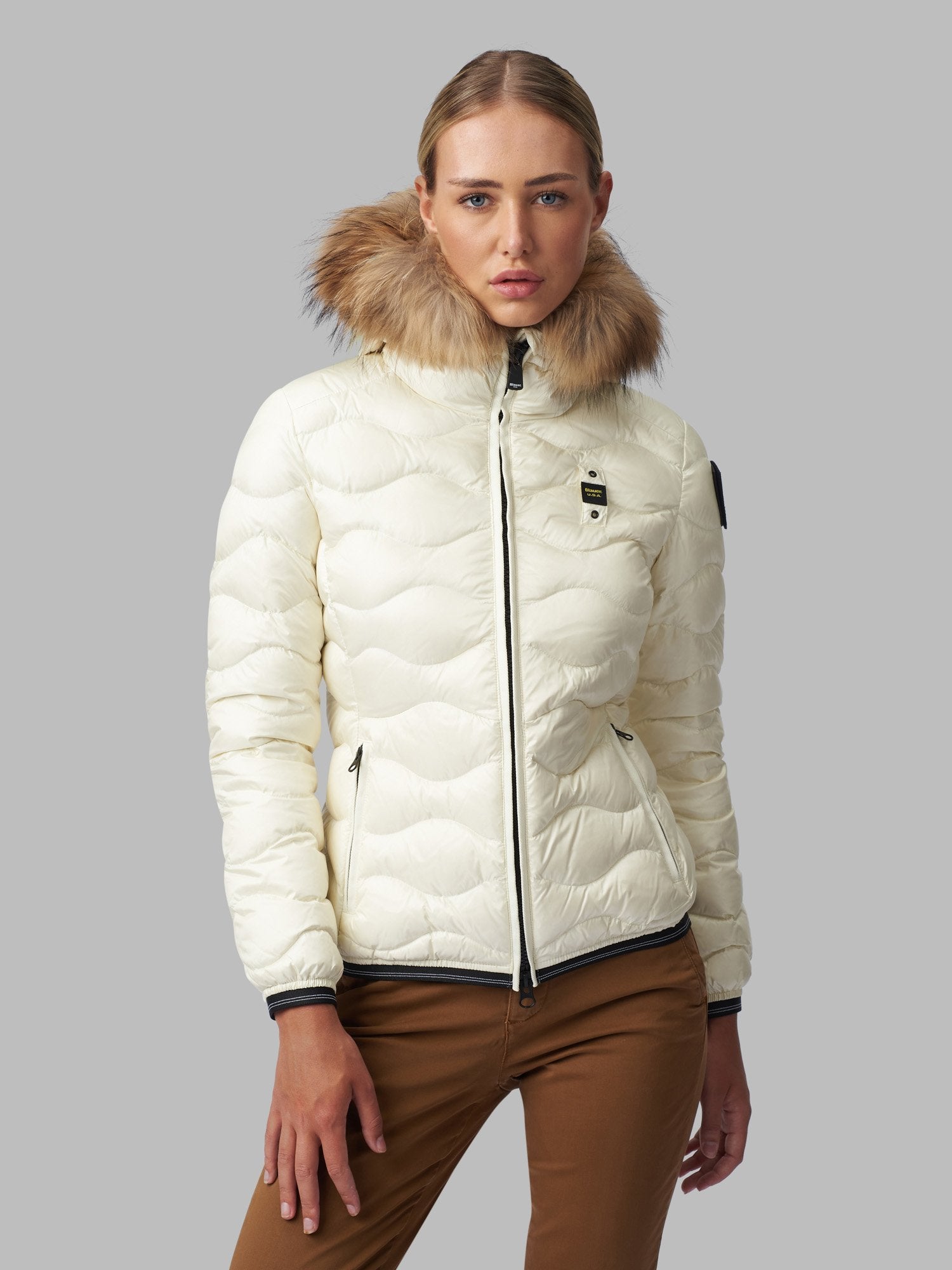 Giubbino con Motivo ad Onde Blauer / Bianco - Ideal Moda