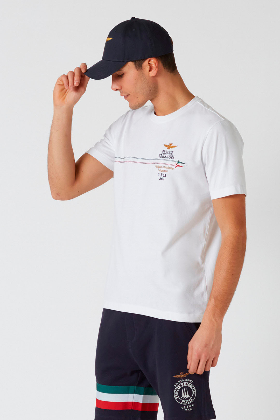 T-Shirt con Ricamo Aeronautica Militare / Bianco - Ideal Moda