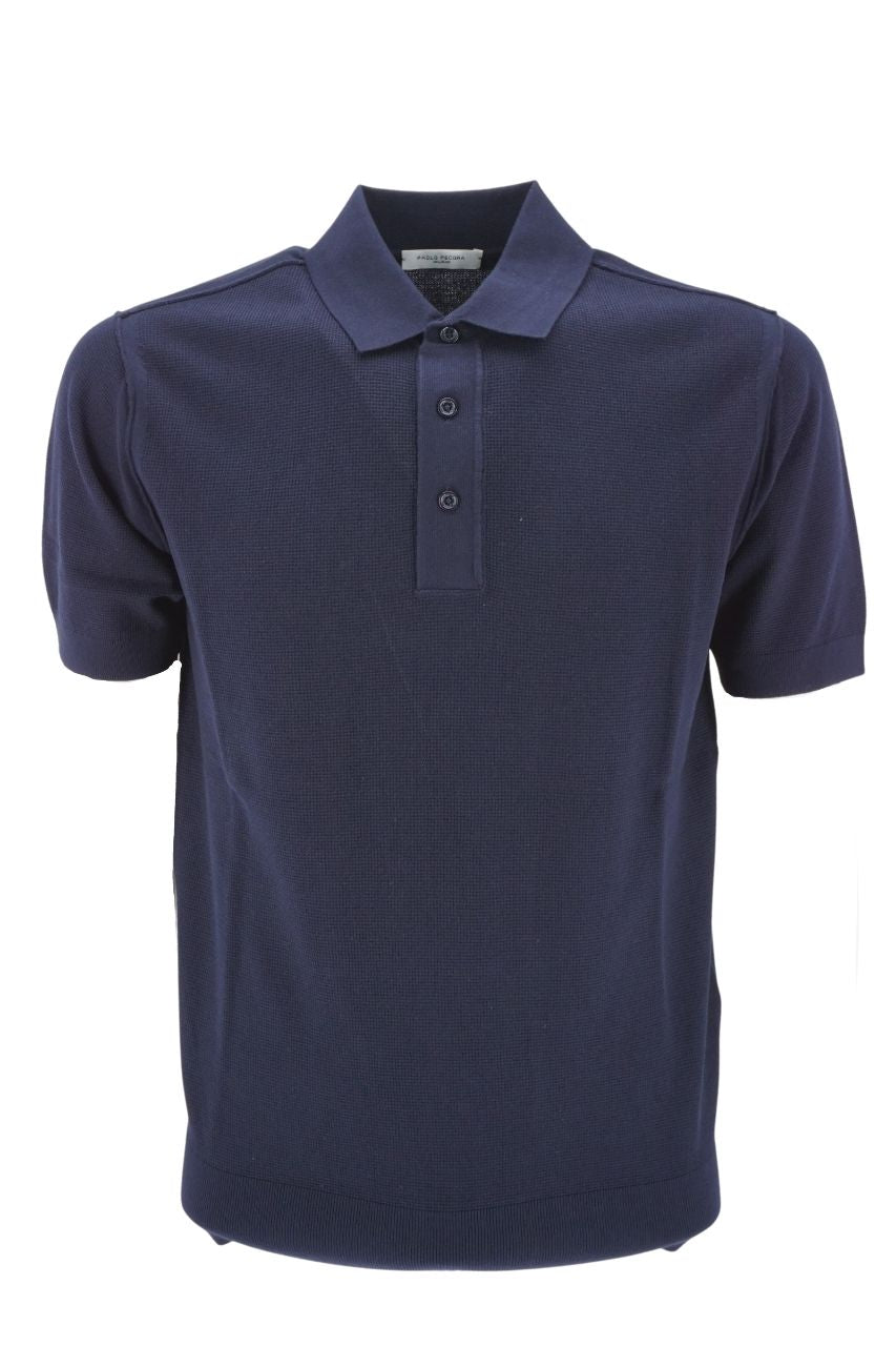 Polo Paolo Pecora con Tramatura / Blu - Ideal Moda