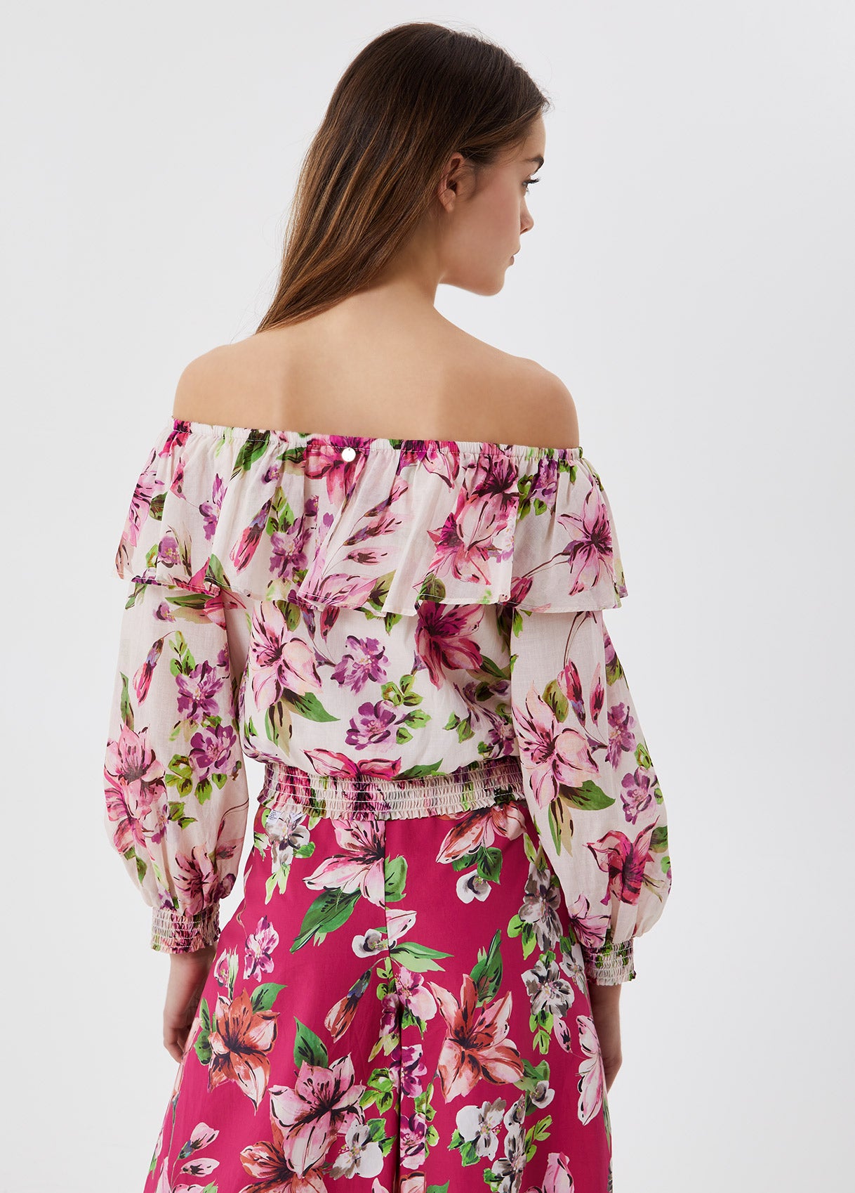 Blusa con scollo bardot / Bianco - Ideal Moda