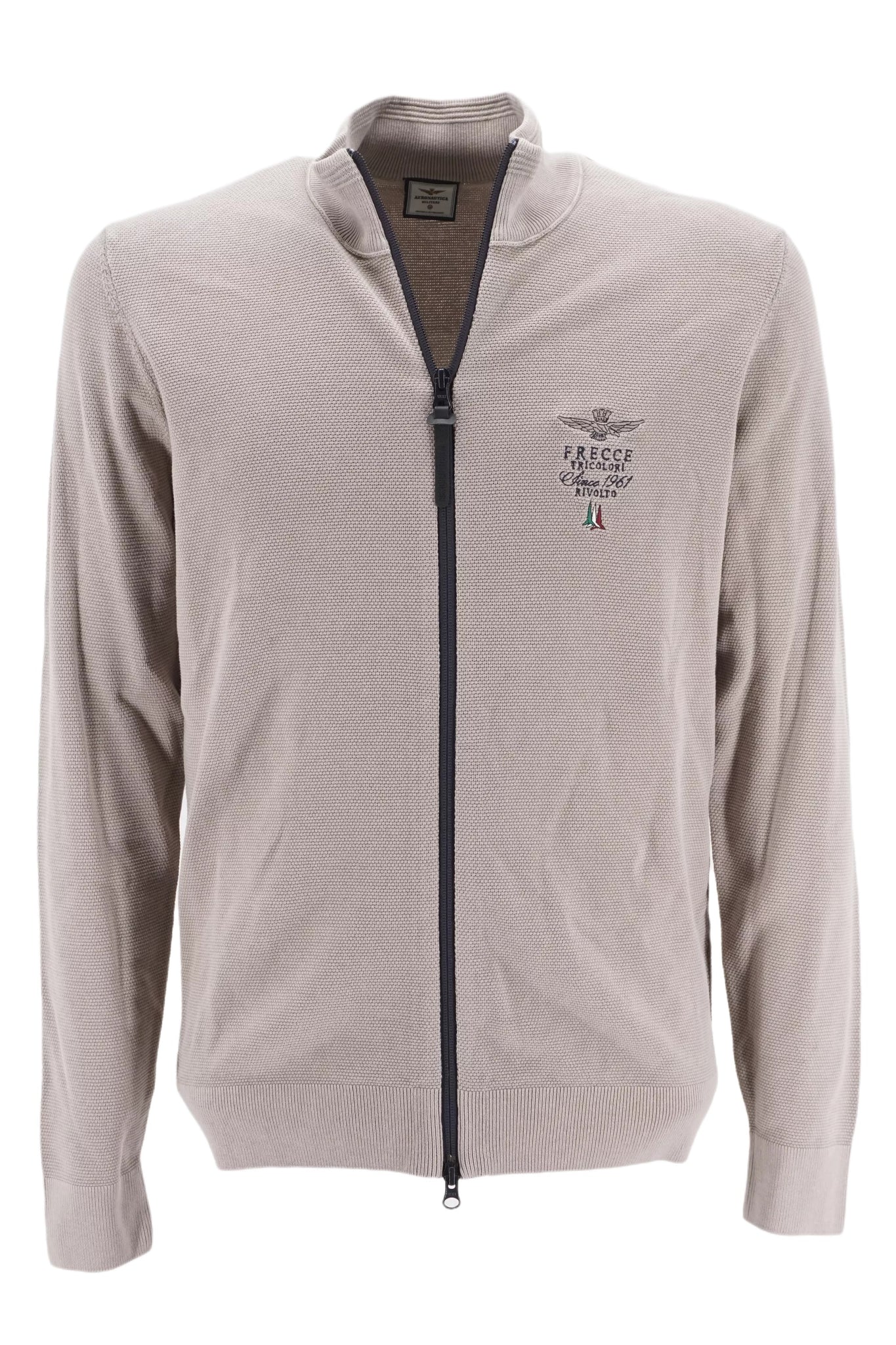 Maglia FullZip in Cotone Aeronautica Militare / Beige - Ideal Moda
