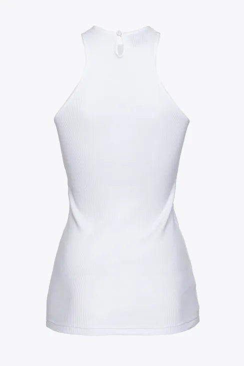 Top a Costine con Logo Pinko / Bianco - Ideal Moda