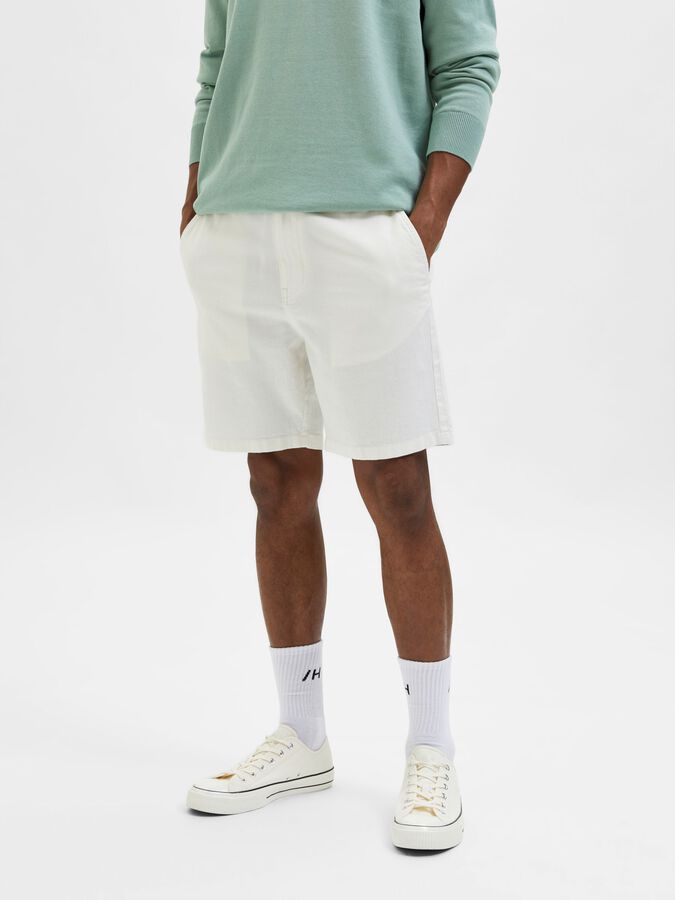 Shorts Selected in Misto Lino / Bianco - Ideal Moda
