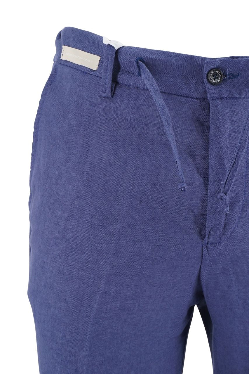 Pantalone Effetto Lino con Coulisse / Bluette - Ideal Moda