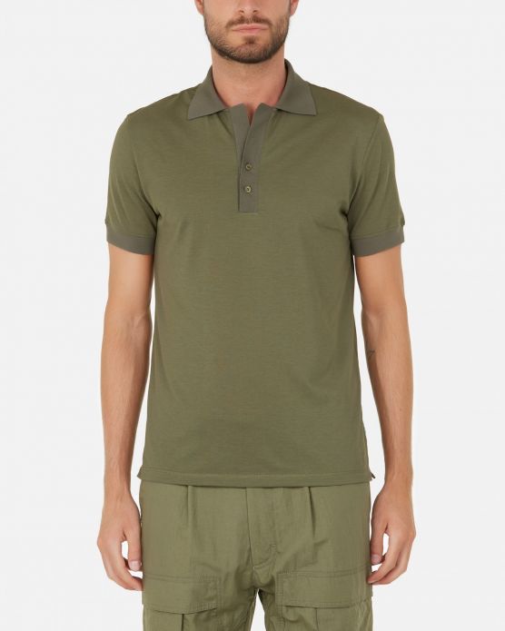 Polo con dettagli in maglia / Verde - Ideal Moda