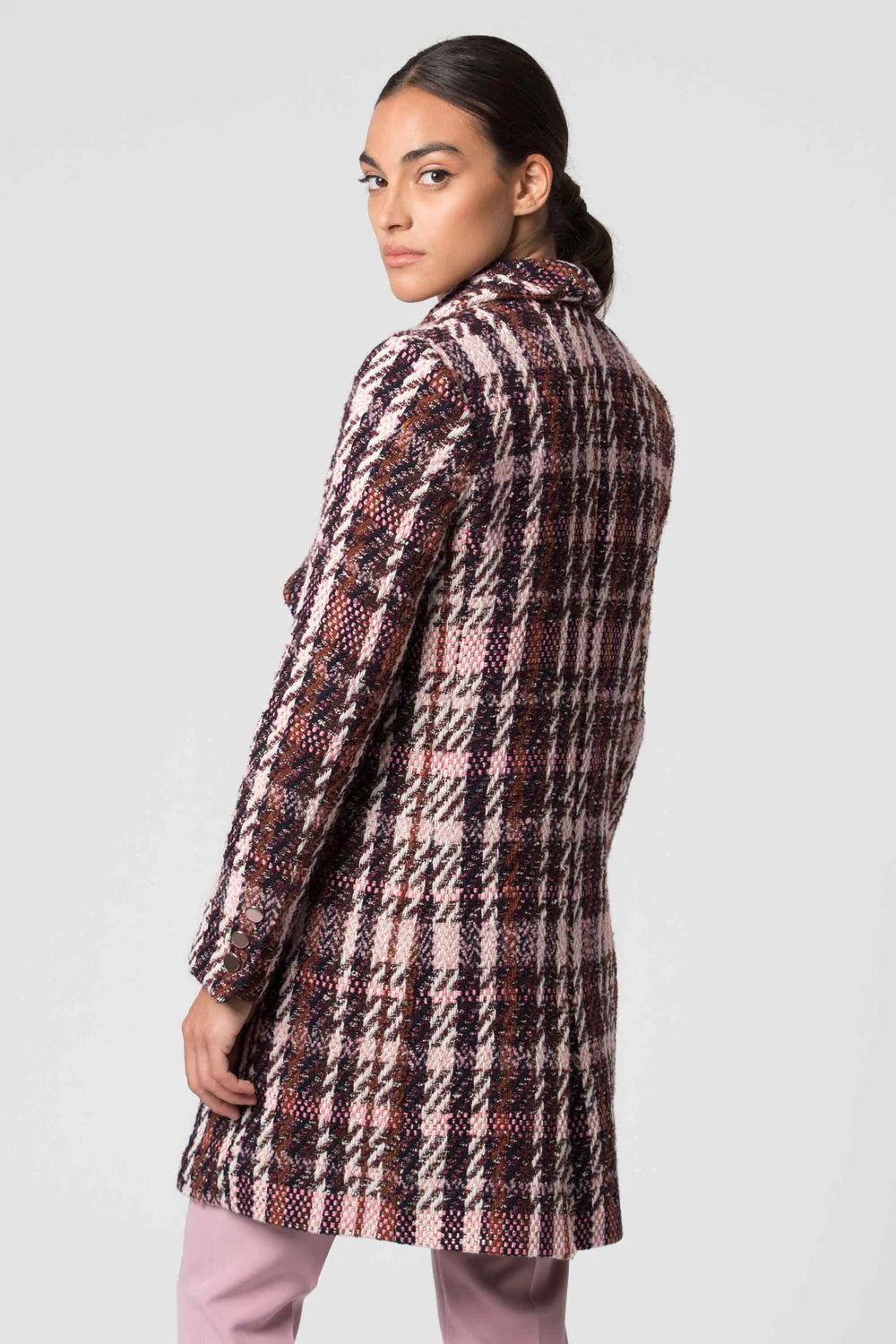 Cappotto Doppiopetto a Fantasia Kocca / Rosa - Ideal Moda