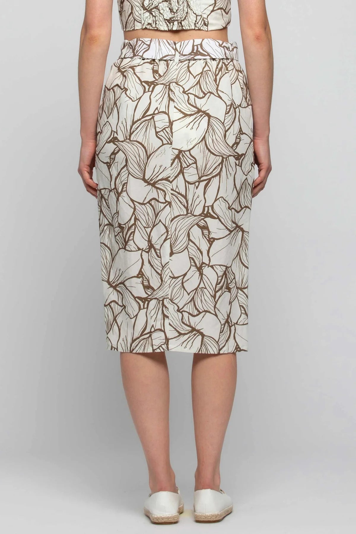 Gonna a Fantasia con Cintura / Bianco - Ideal Moda
