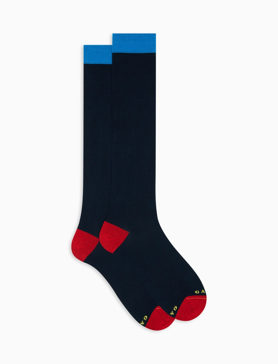 Calze Lunghe in Cotone Leggerissimo Gallo / Blu - Ideal Moda