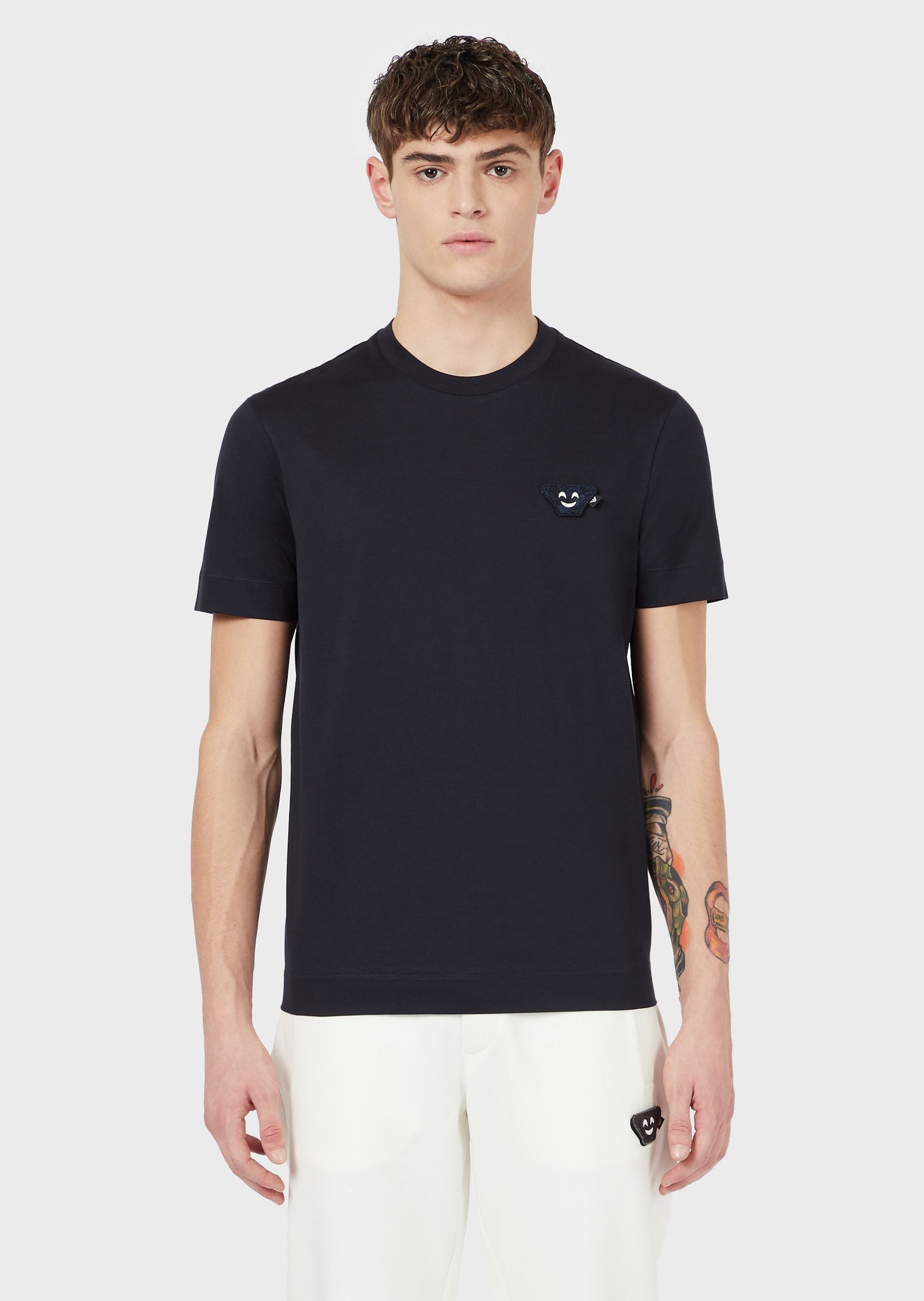 T-Shirt in jersey con patch Emoji camouflage / Blu - Ideal Moda