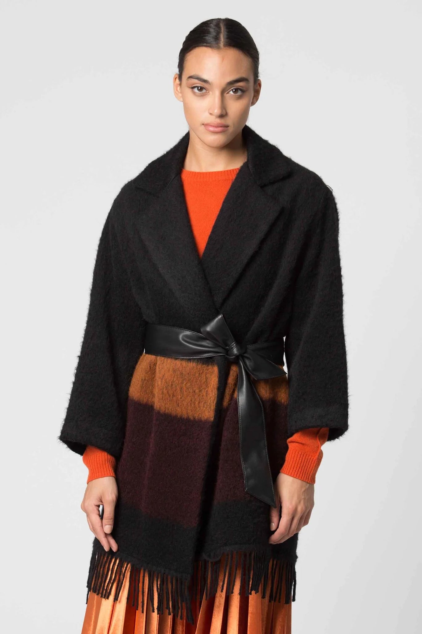 Cappotto con Frange Kocca / Nero - Ideal Moda