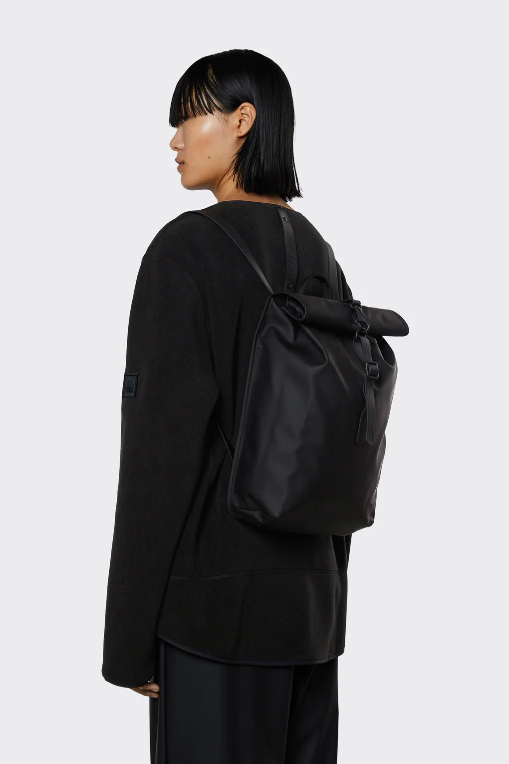 Zaino Rolltop Rucksack Mini Rains / Nero - Ideal Moda