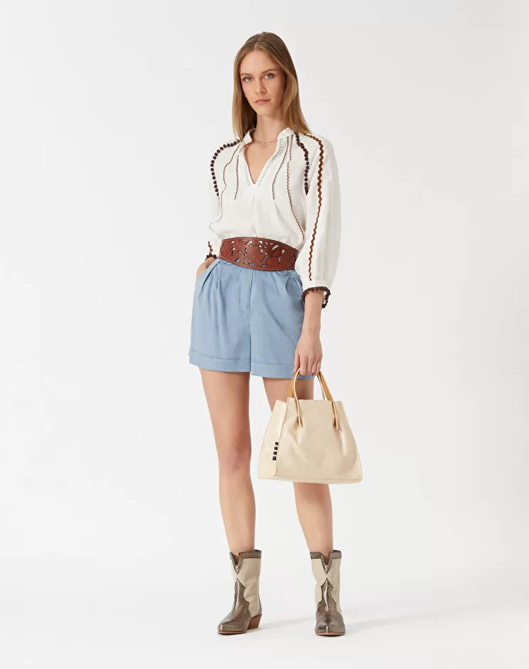 Blusa Manila Grace con Manica a Tre Quarti / Bianco - Ideal Moda