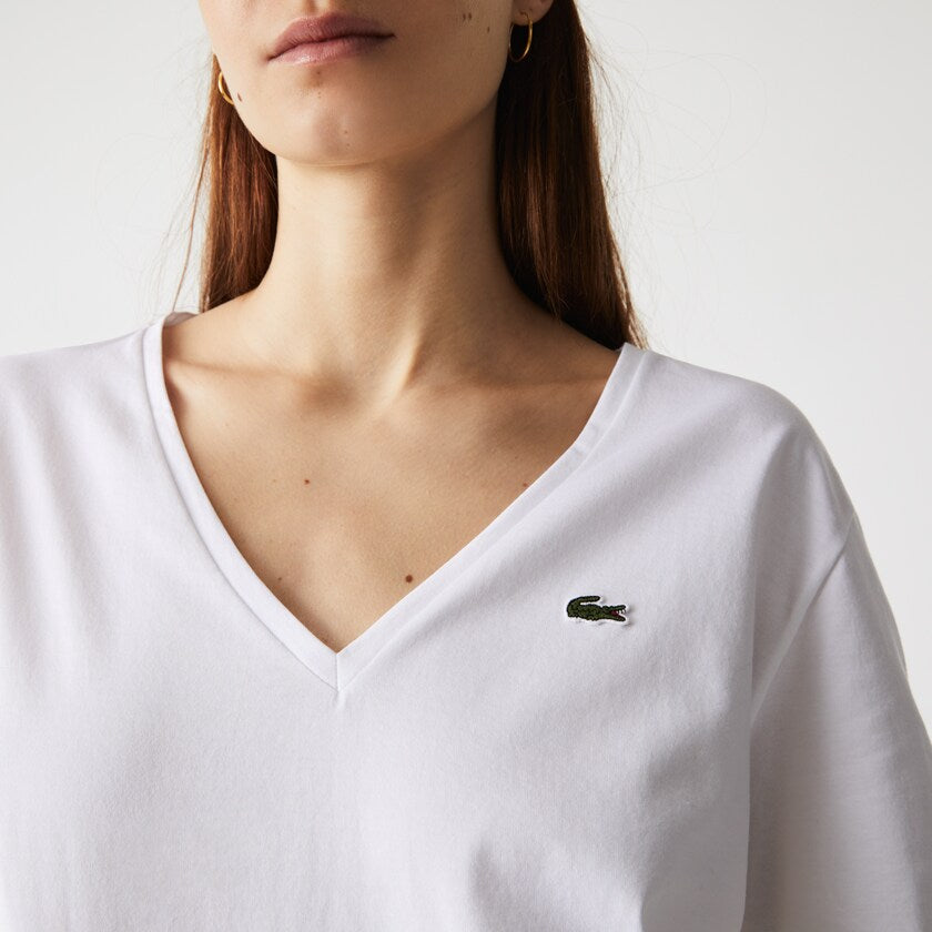 T-Shirt Lacoste donna in cotone / Bianco - Ideal Moda